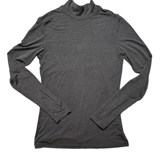 Theory Women's Mock Neck Turtleneck Grey Long Sleeve Base Layer Top Size Medium - Picture 1 of 7